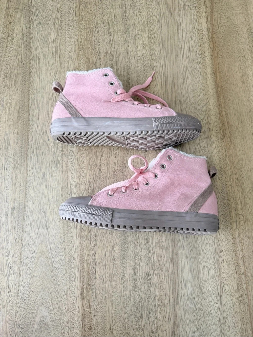 CONVERSE All Star TIME FOR THE WARM UP Pink SUEDE High Tops Junior 6 women’s 8